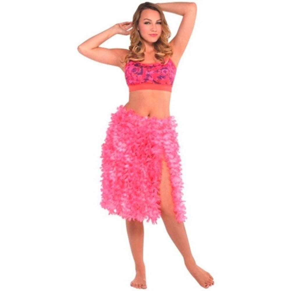 Pink floral hula skirt